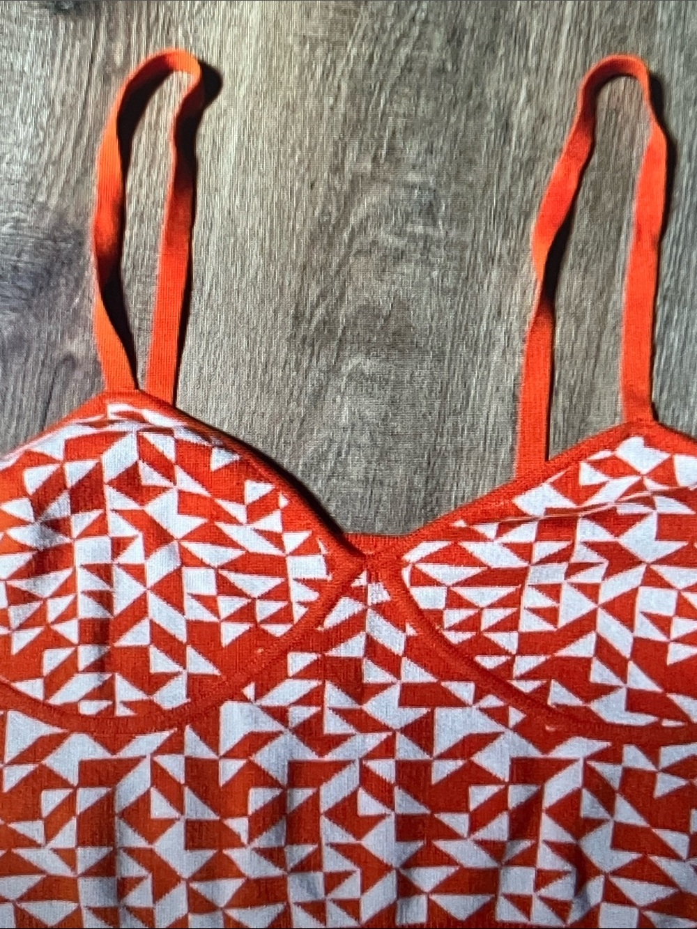 Geometric Orange & White Cami Top